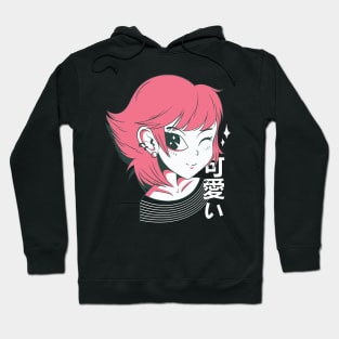 Kawaii Anime Girl Wink Hoodie